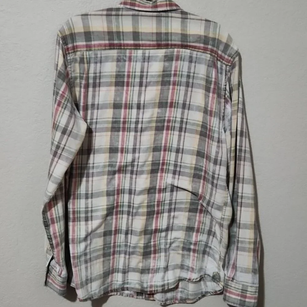 Weatherproof Shirt Mens Large Vintage Fisher Beer Plaid Button Up